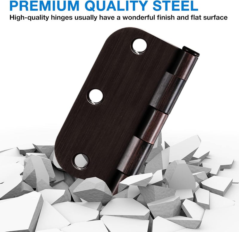 KIW Door Hinge 3 1/2" 12 Pack Rounded Door Hinges Oil Rubbed Bronze 3.5" x 3.5 Inch Hinges for Doors Interior 5/8" Radius Corners Residential Heavy Duty Steel,Reversible Removable Pin Hinge Factory Shop - Image 5